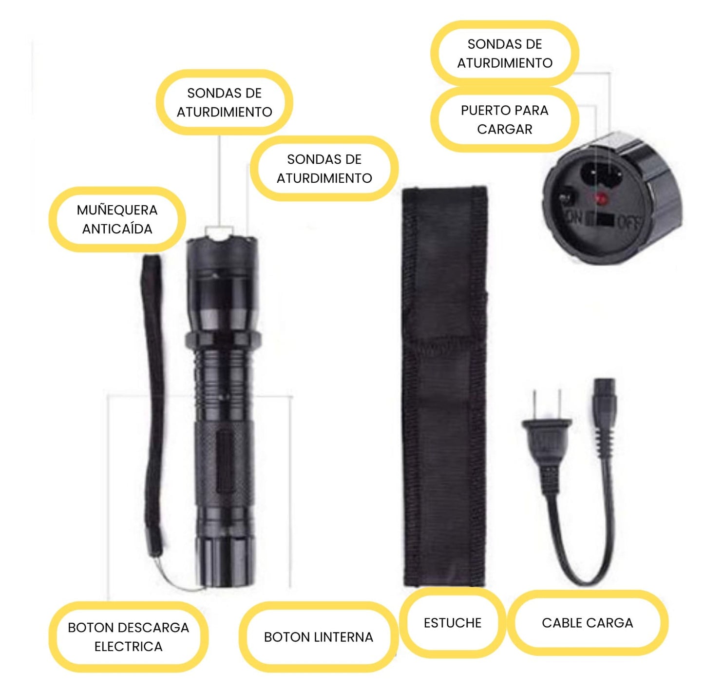 Linterna LED Recargable Con Taser